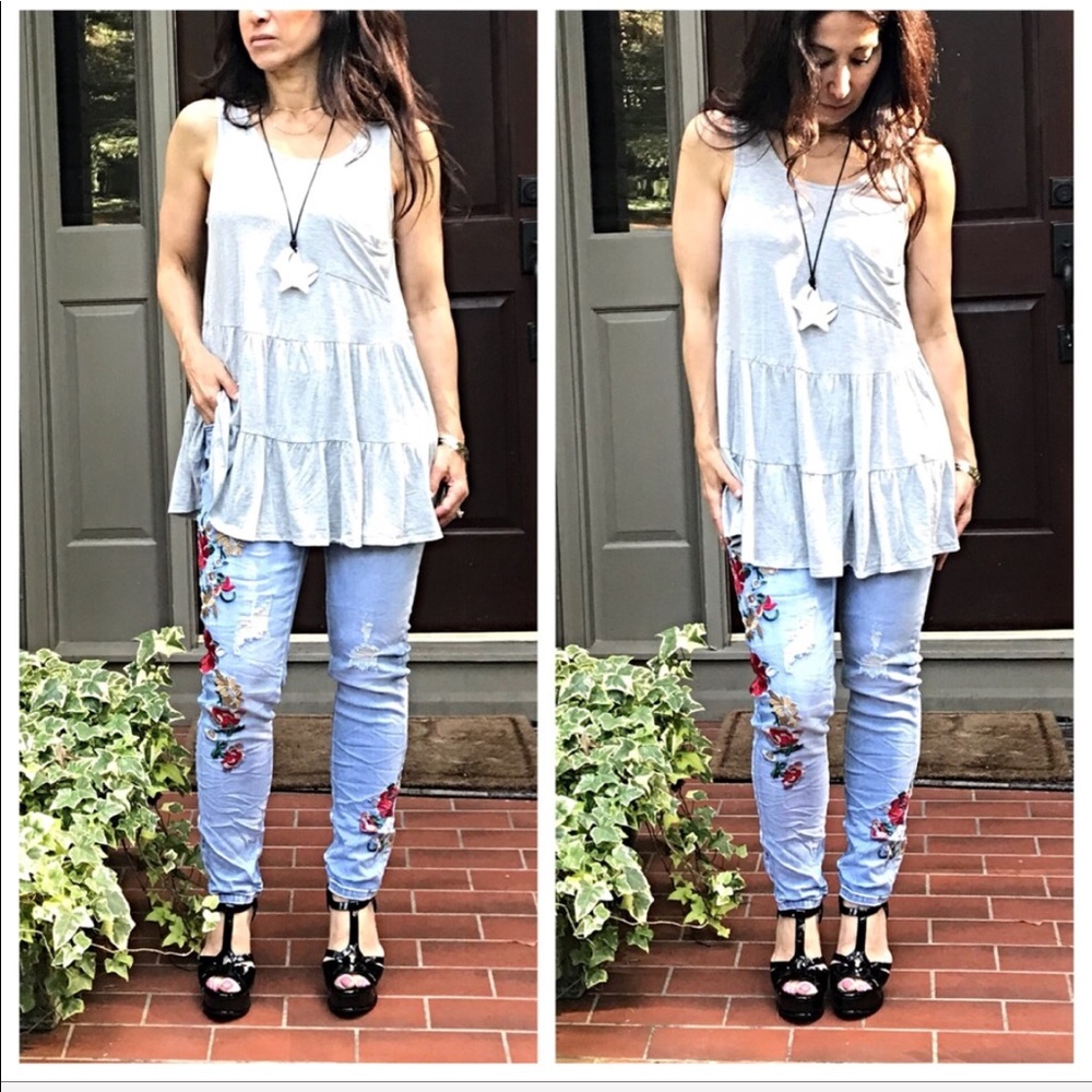 Heather grey sleeveless swing baby doll top - Picture 4 of 6
